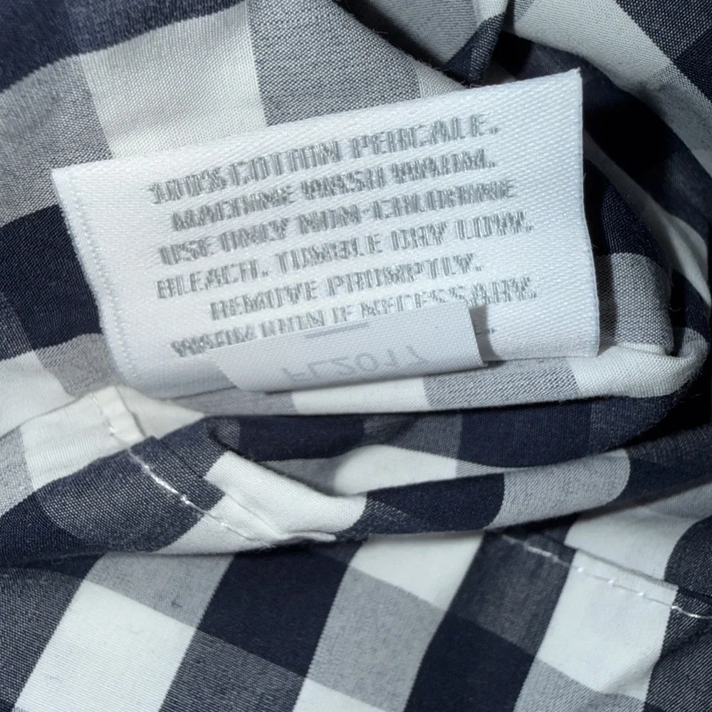 Serena & Lily Pair Of Cotton Percale Navy Gingham Standard Shams 28.5
